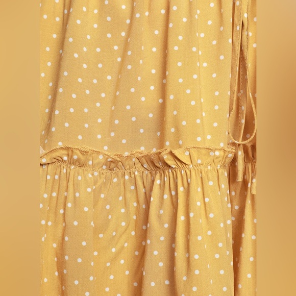 Lulus Call You Mine Mustard Yellow Polka Dot Ruffled Mini Skirt - Picture 6 of 12
